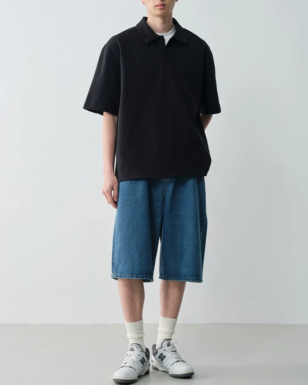 Drawstring Waffle Polo Shirt　SS082