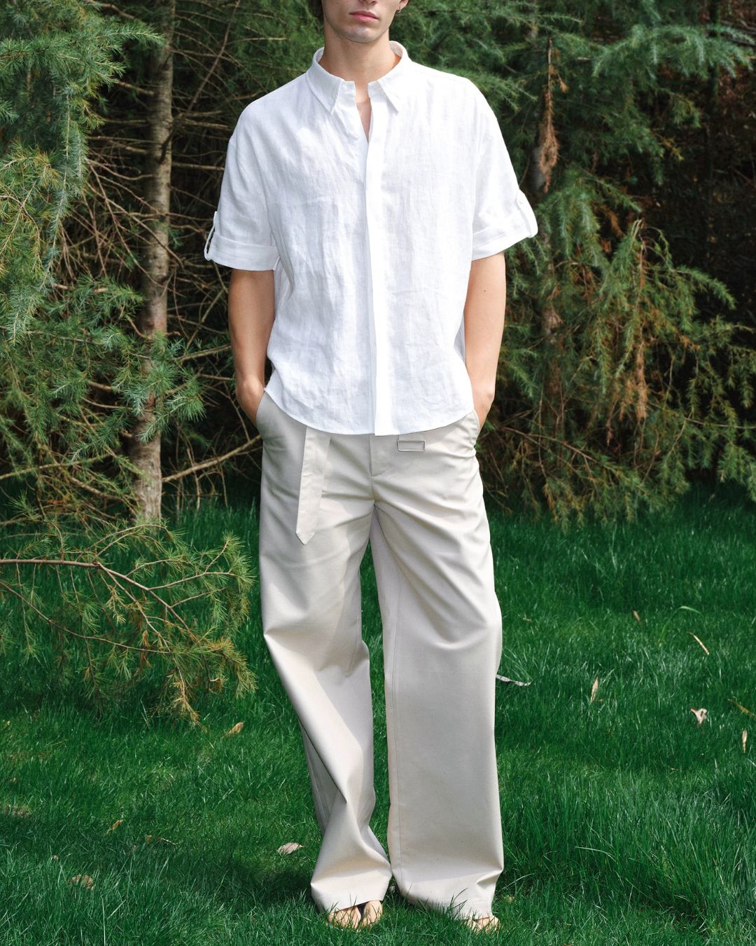 Roll-Tab Linen Shirt 　SS093