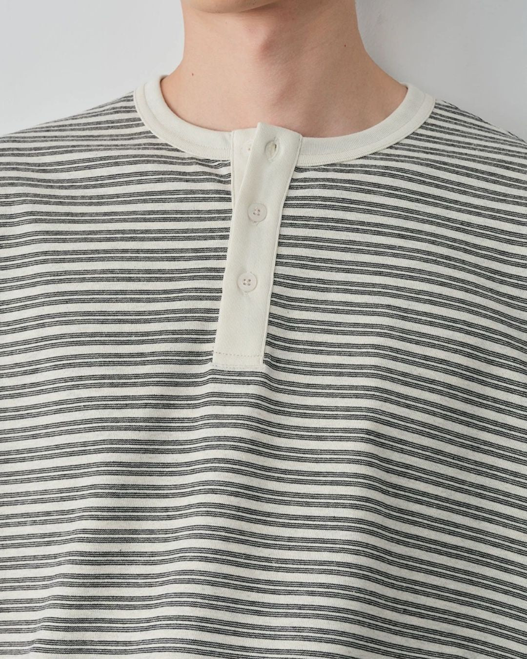 Fine Stripe Henley T-Shirt　LT091
