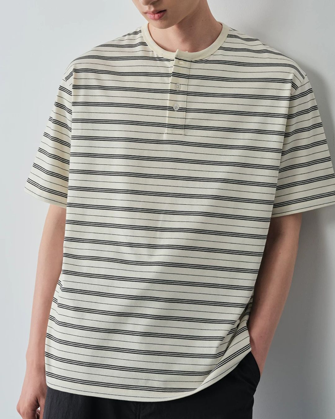 Border Henley T-Shirt　ST208