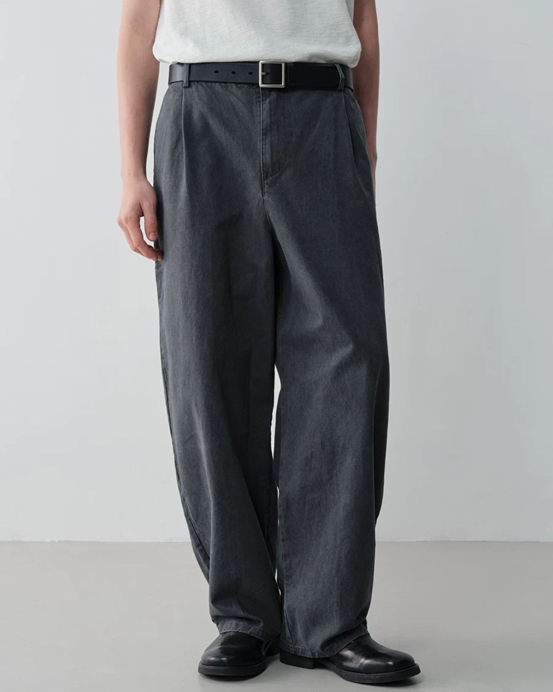 Pleated Cotton Wide Pants　WP102
