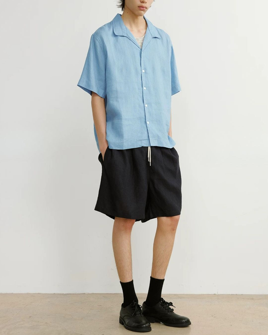 Natural Linen Drawstring Shorts　SP074