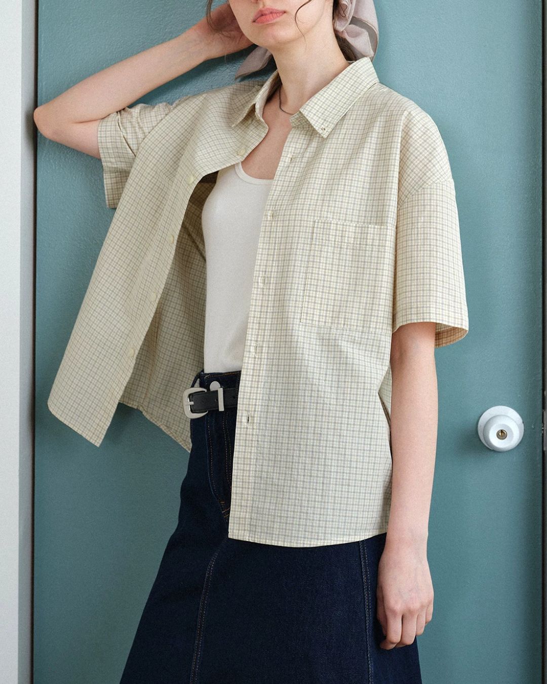 Sand-washed Plaid Shirt　SS094