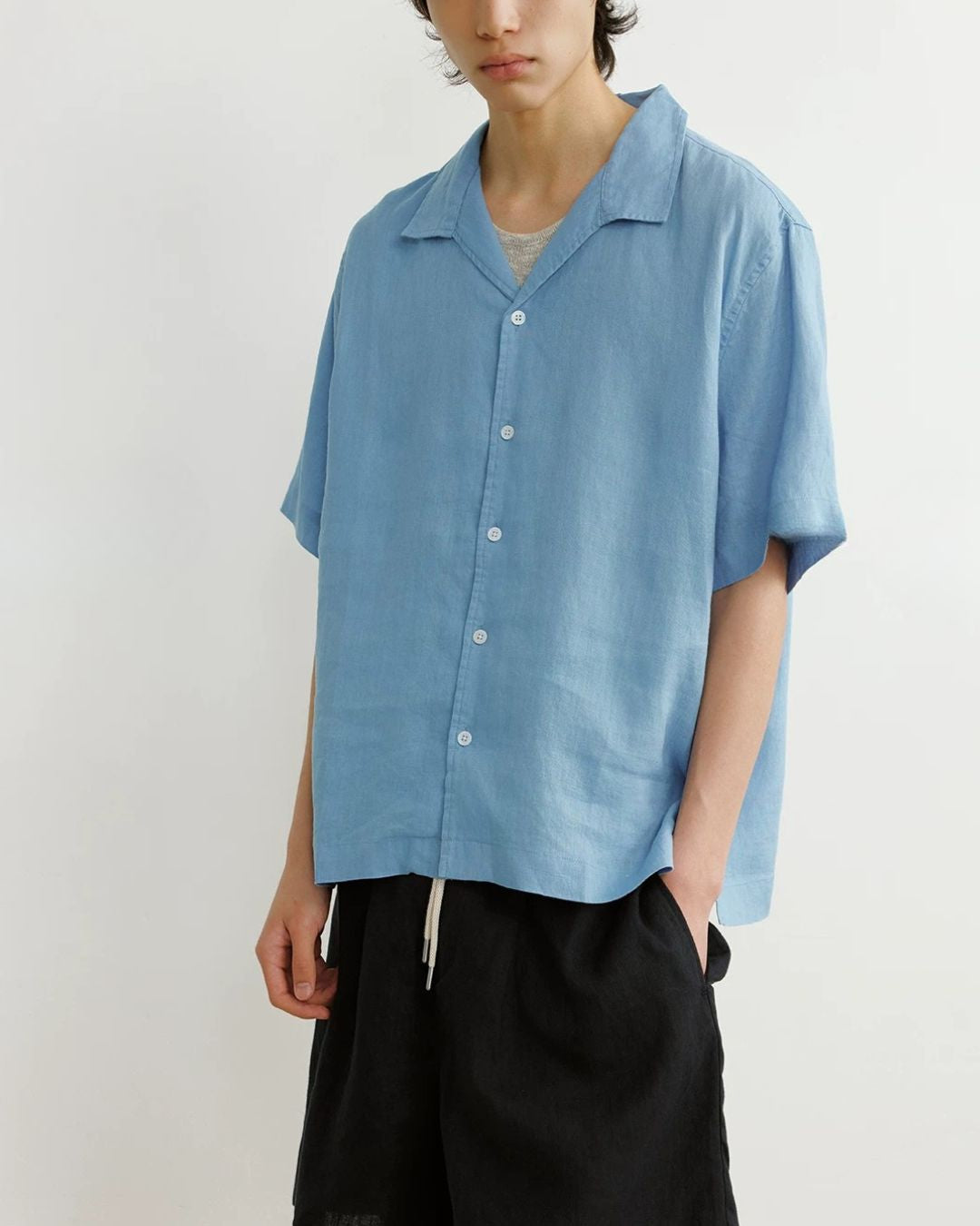 Natural Linen Open-collar Shirt　SS089