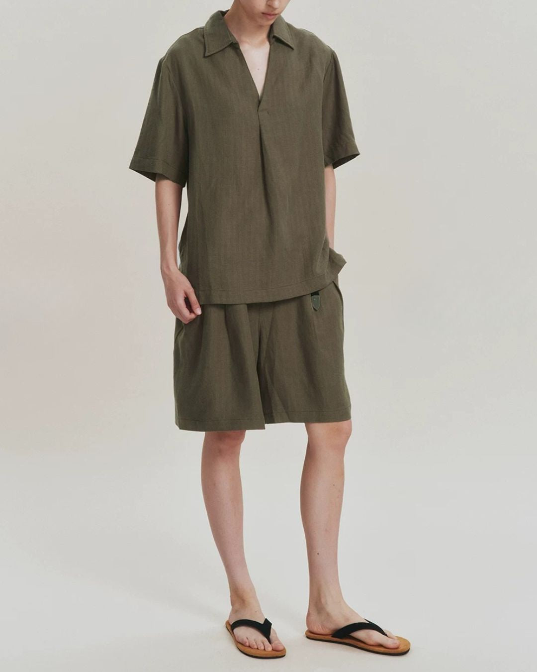Linen Relaxed Skipper Shirt　SS095