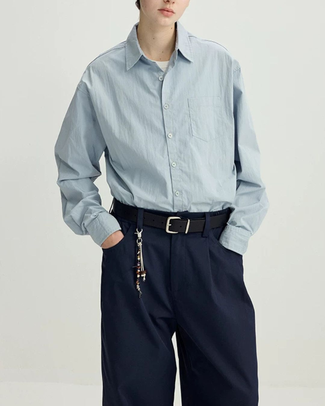 Light Blue Short-length Shirt　LS106