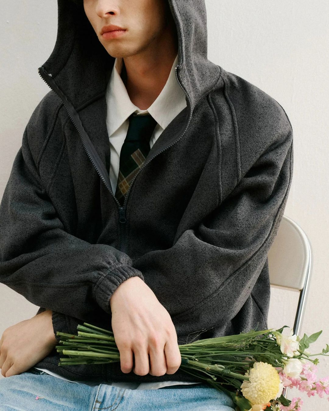Heathered Zip Hoodie　HD085