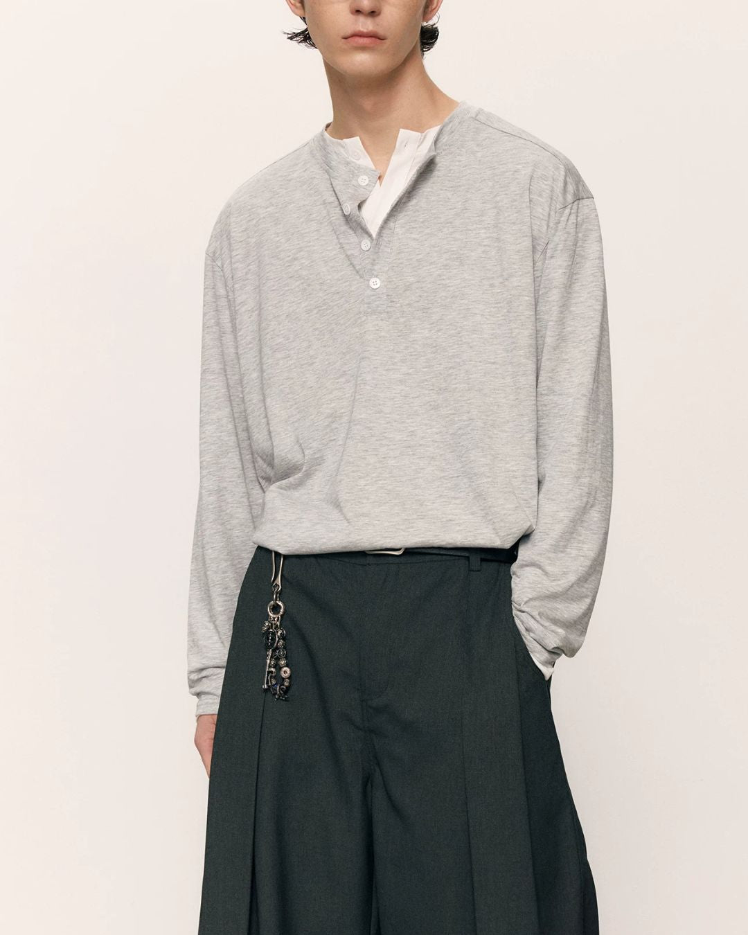 Relaxed Slub Henley T-Shirt　LT089