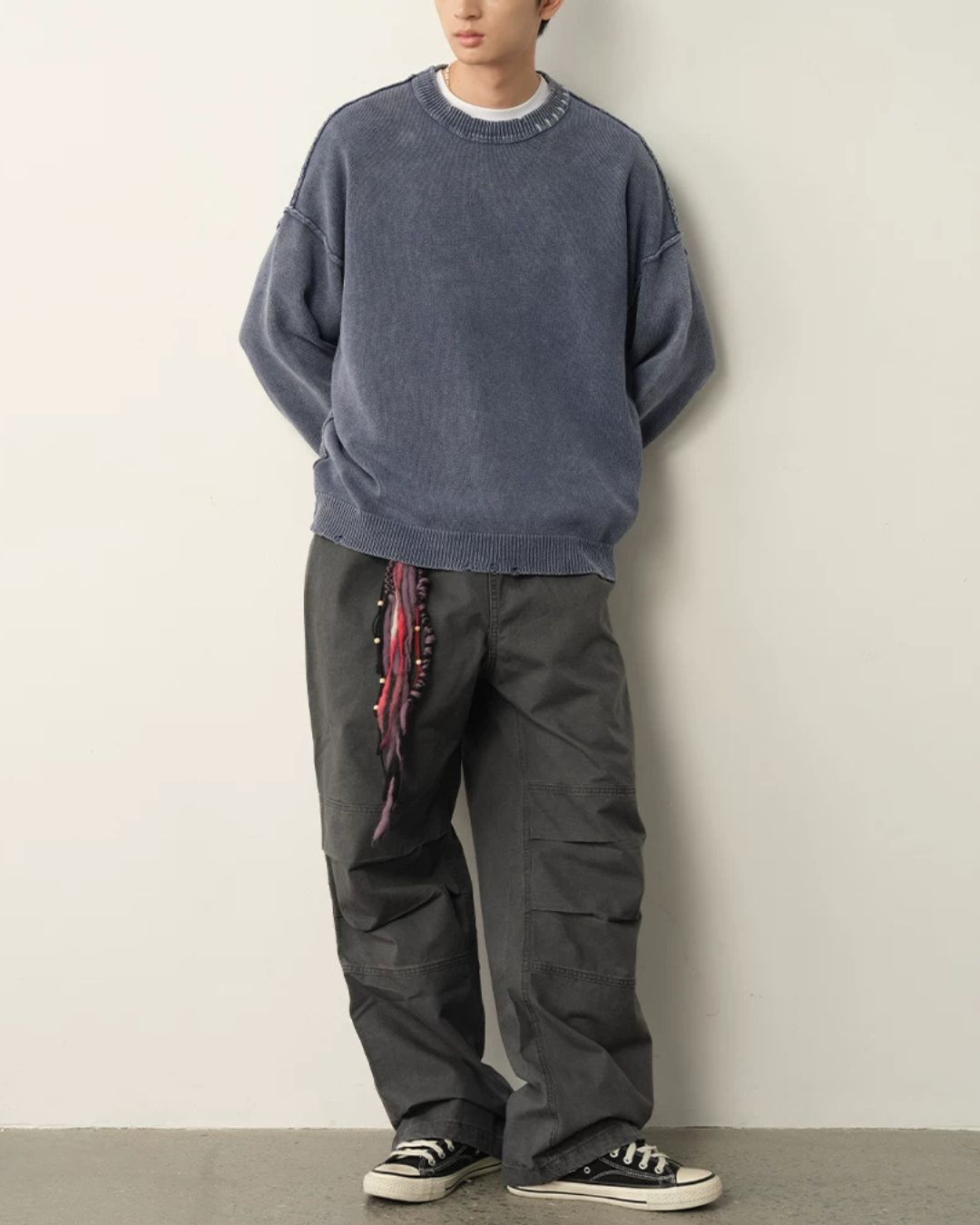 Washed Panel Wide Pants　WP126