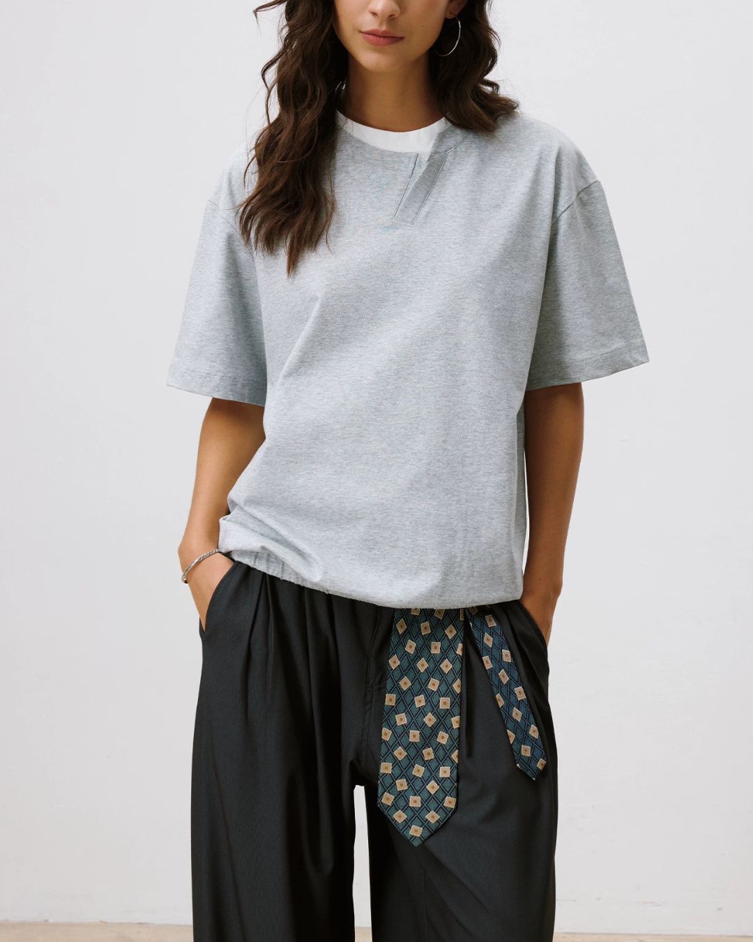 Asymmetrical Fake Layered T-shirt　ST217