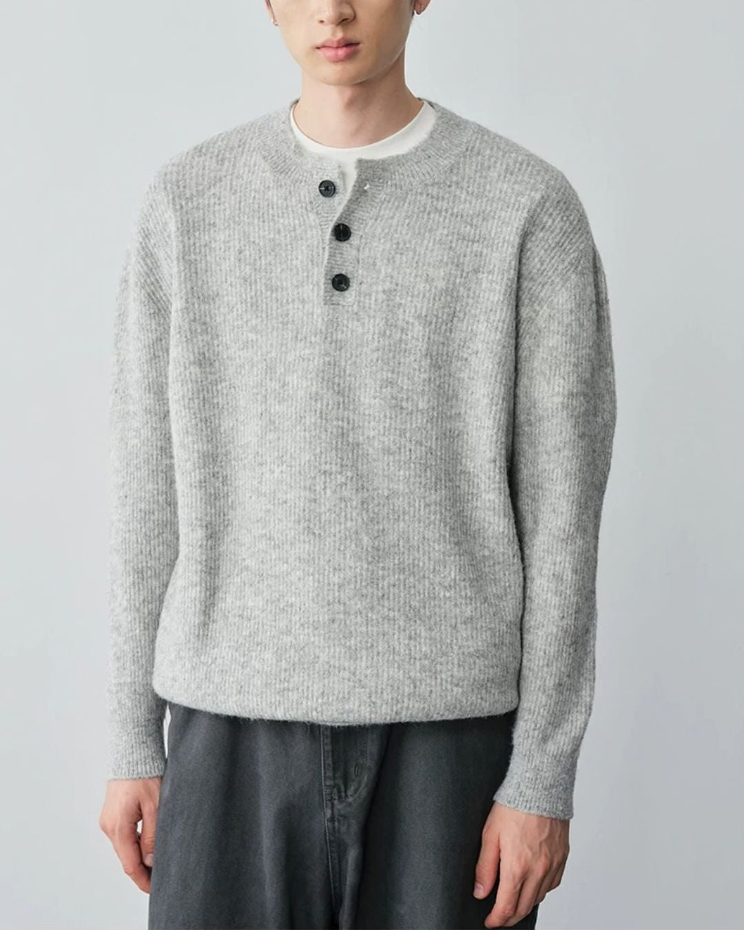 Wool Blend Henley Knit　KN056