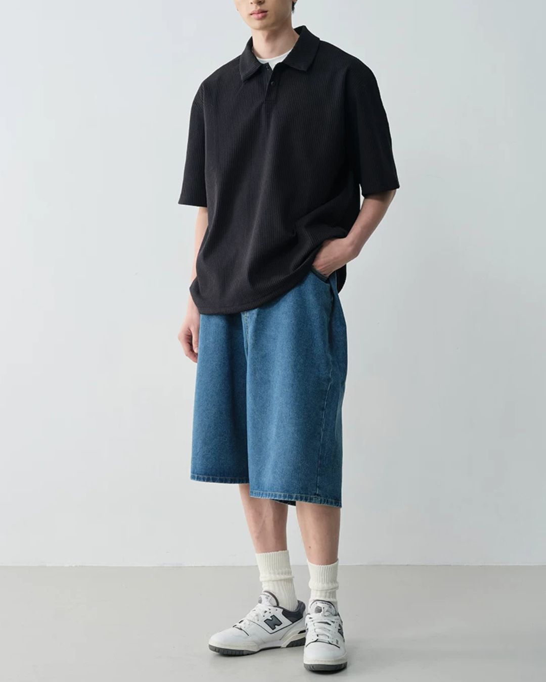 Drawstring Waffle Polo Shirt　SS082