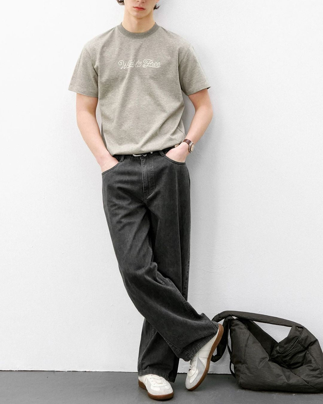 Textured Logo Crew Neck T-Shirt　ST188
