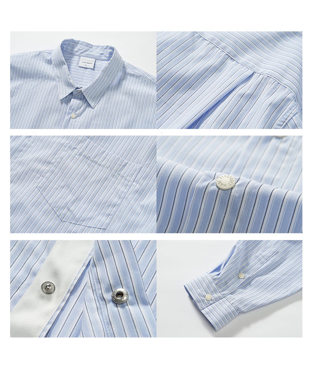 Blue Striped Cotton Shirt　LS090