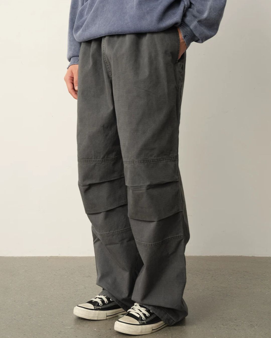 Washed Panel Wide Pants　WP126