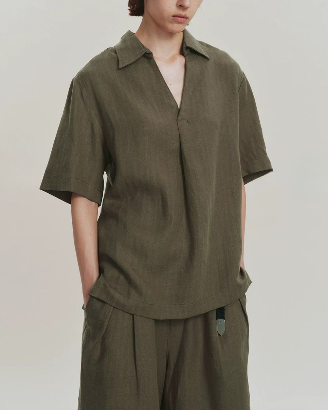 Linen Relaxed Skipper Shirt　SS095