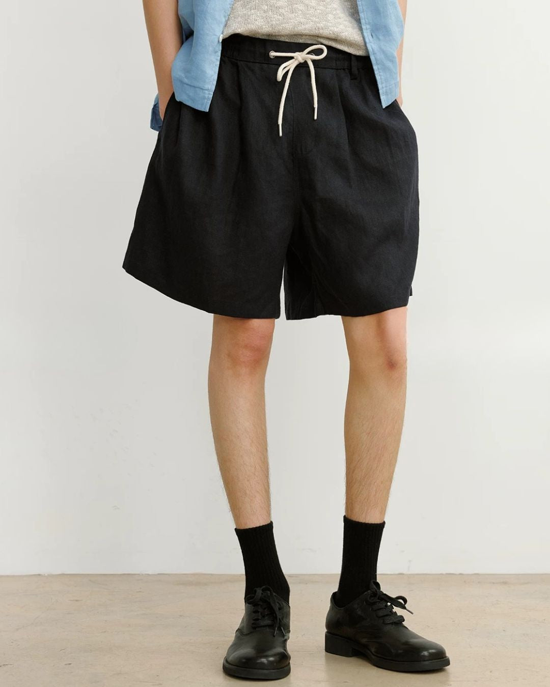 Natural Linen Drawstring Shorts　SP074