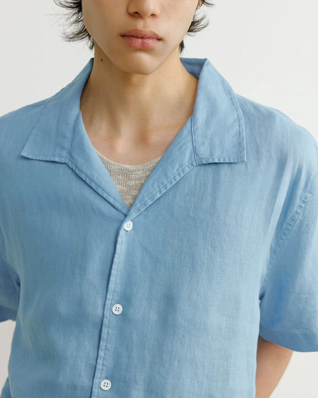 Natural Linen Open-collar Shirt　SS089