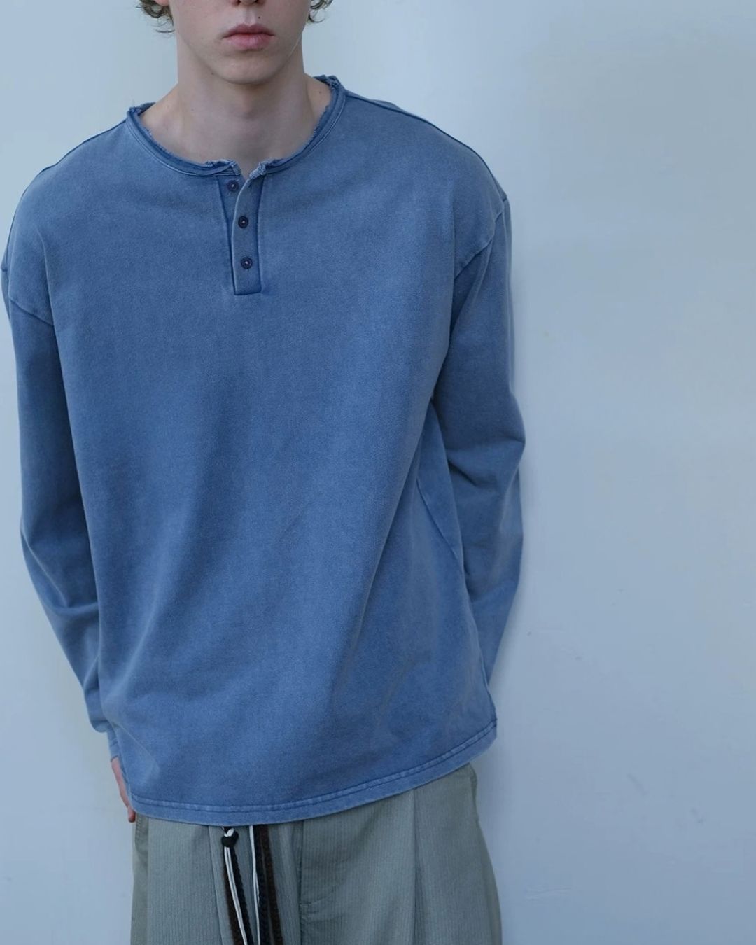 Washed Henley T-Shirt　LT093