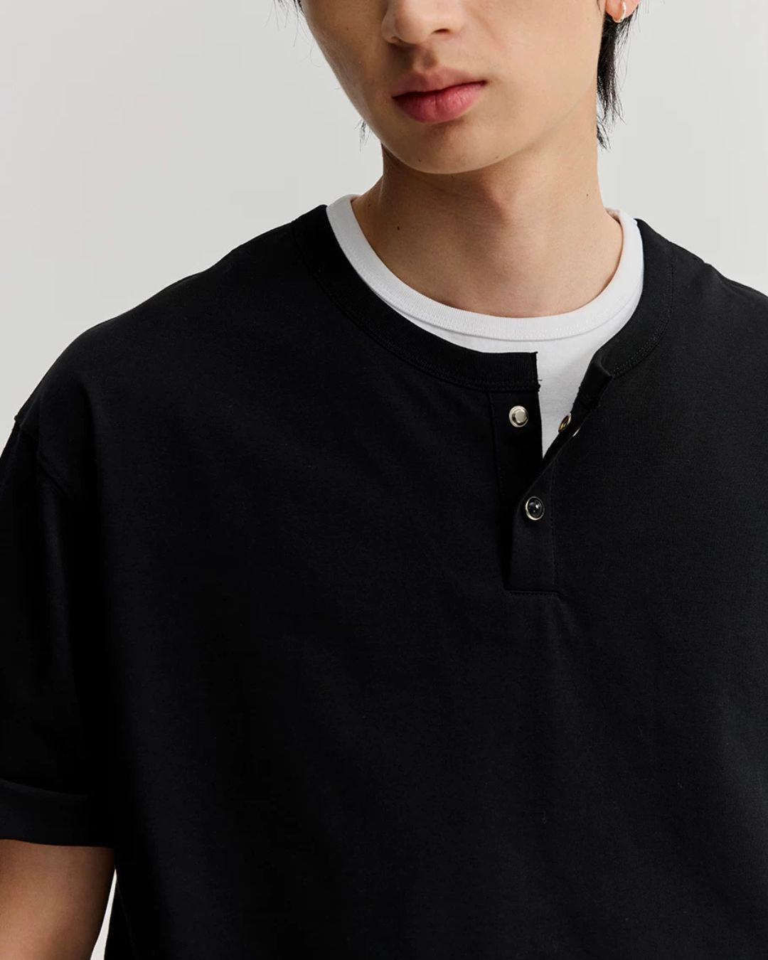 Relaxed Dry Henley Neck T-Shirt　ST222