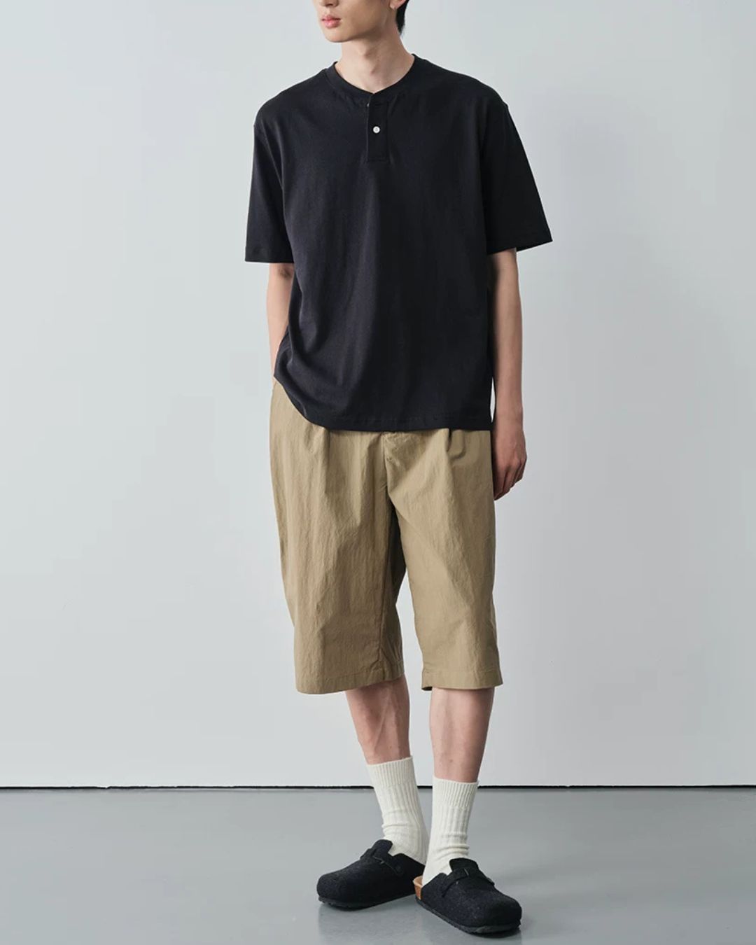 Cotton Henley Neck T-Shirt　ST206