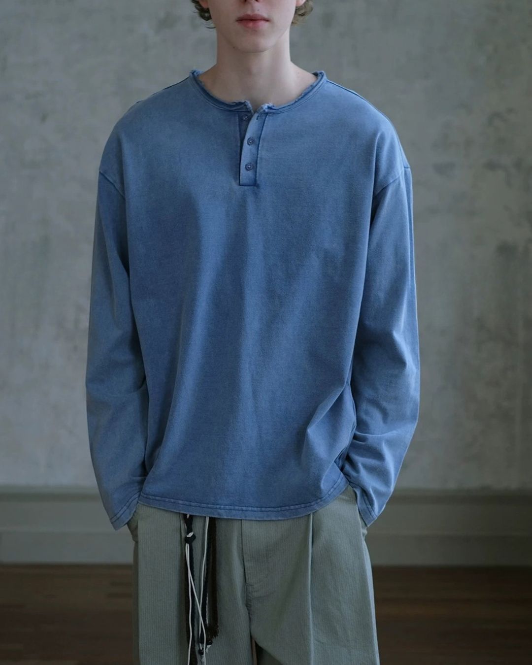 Washed Henley T-Shirt　LT093