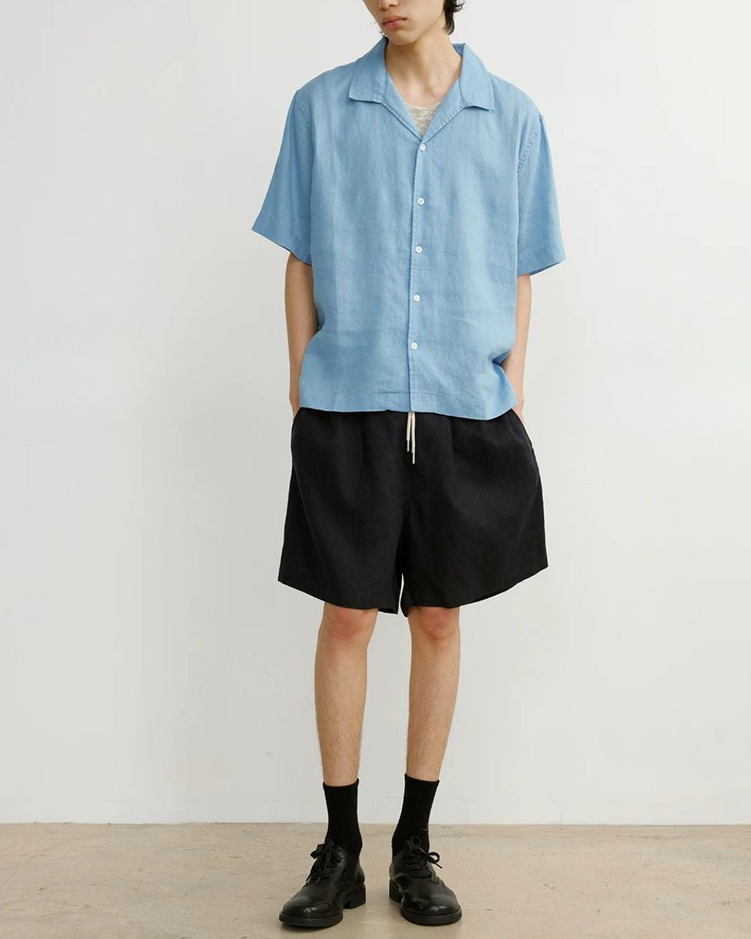 Natural Linen Drawstring Shorts　SP074