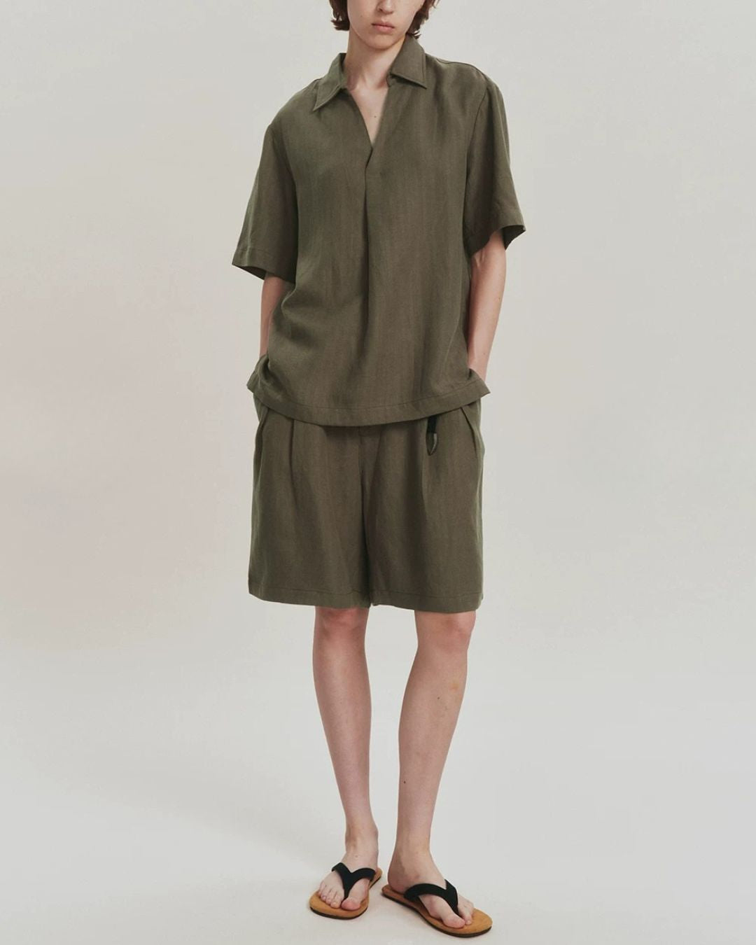Linen Relaxed Skipper Shirt　SS095