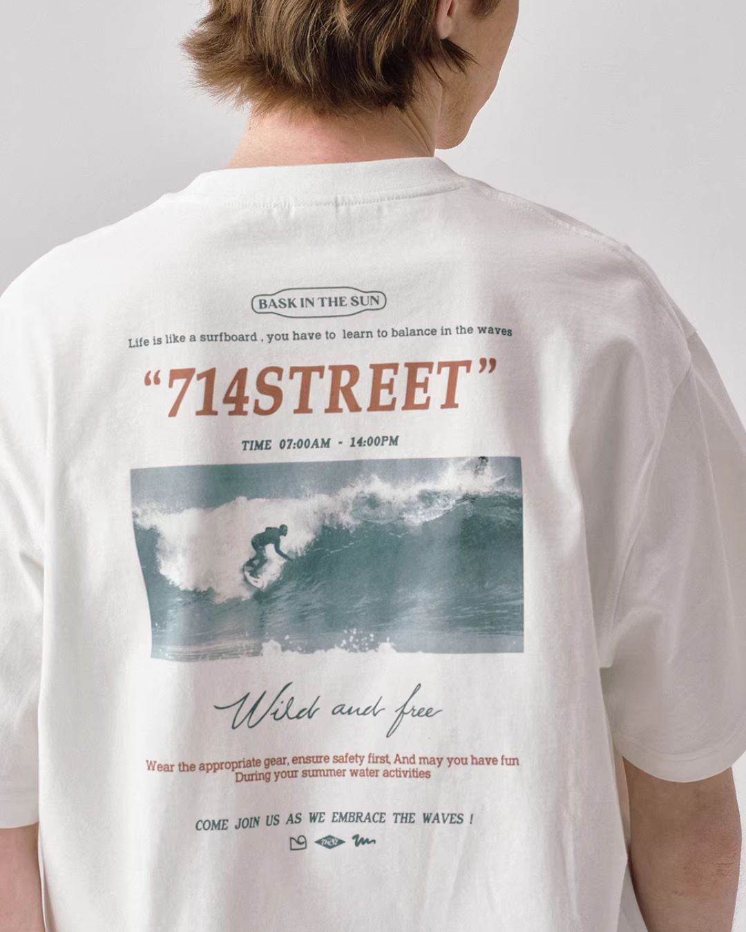 Surfing Back Print T-shirt　ST172