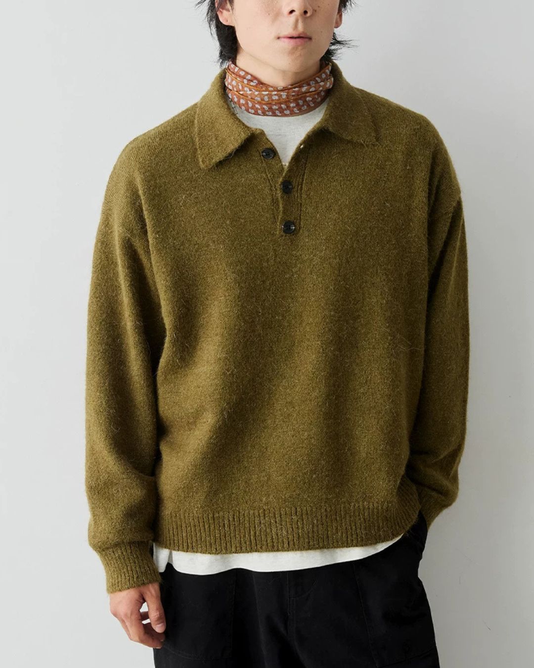 Alpaca Blend Polo Knit　KN058