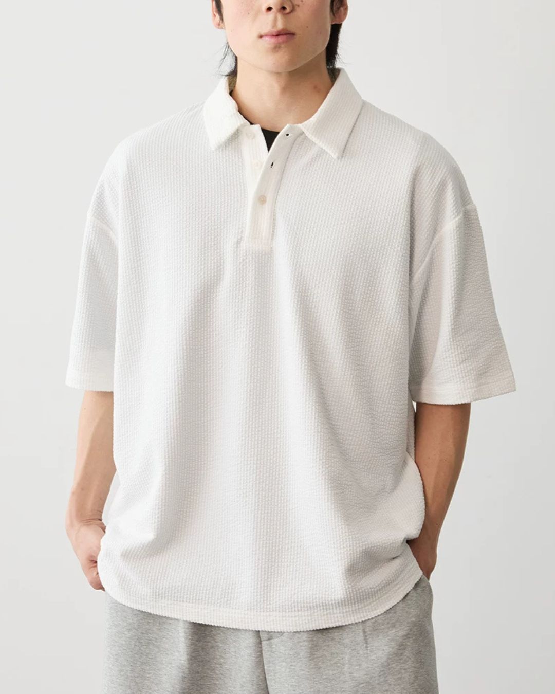 Comfortable Waffle Polo Shirt　SS087