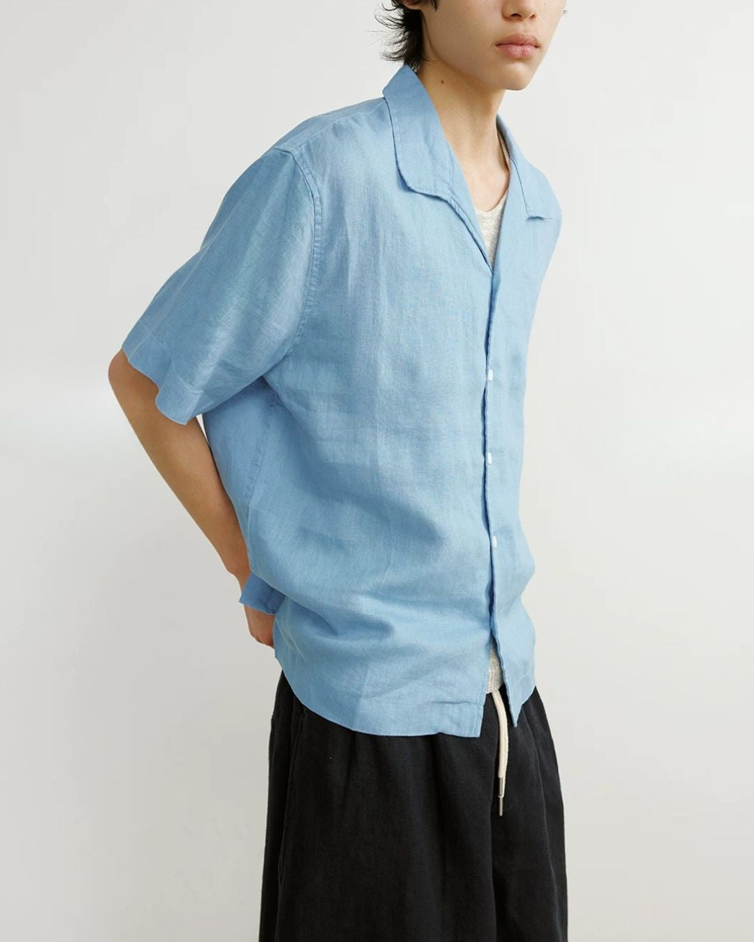 Natural Linen Open-collar Shirt　SS089