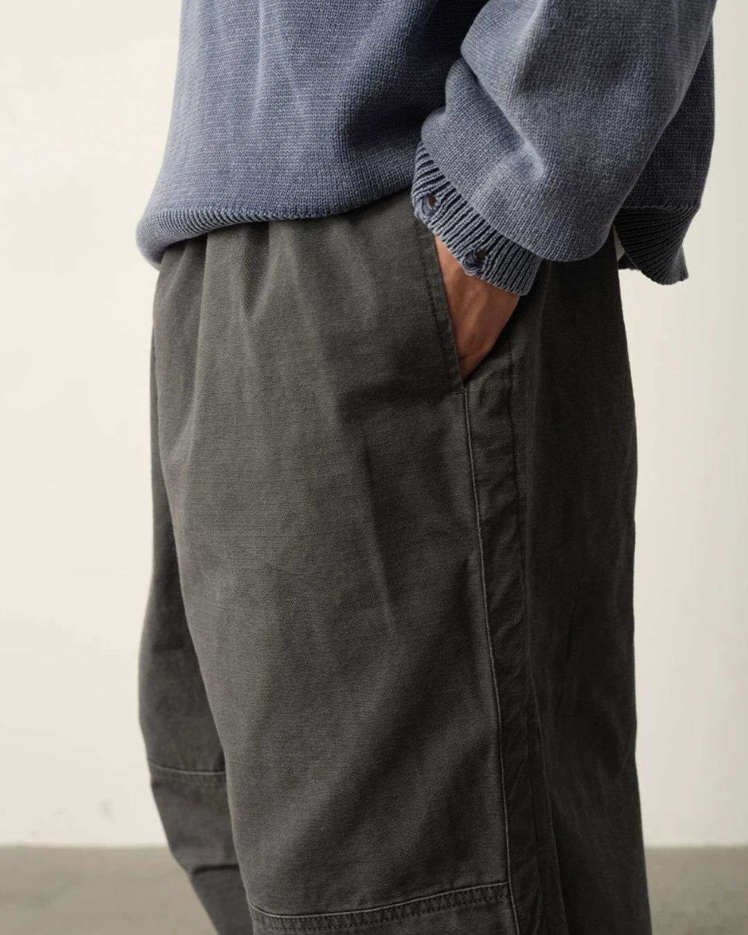 Washed Panel Wide Pants　WP126