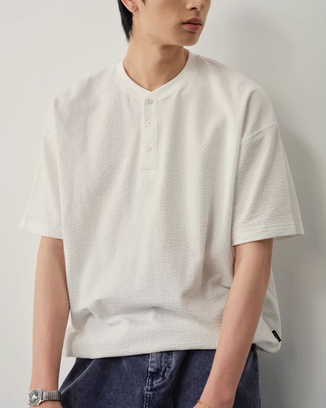 【10日以内お届け】Thermal Henley Neck T-shirt　ST182