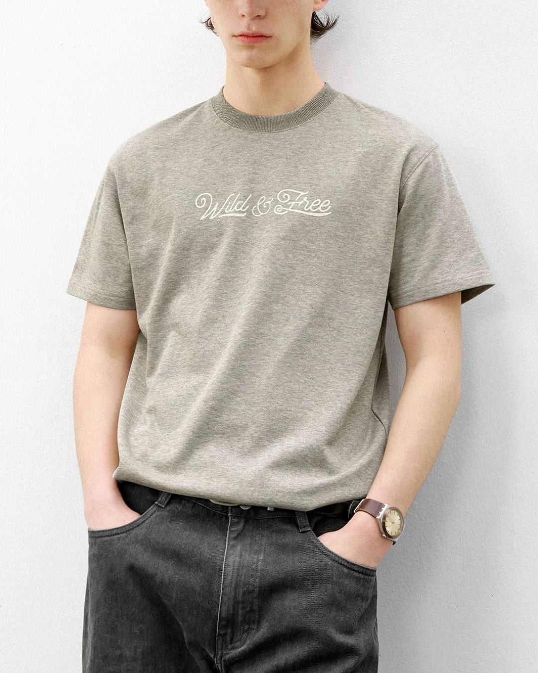 Textured Logo Crew Neck T-Shirt　ST188