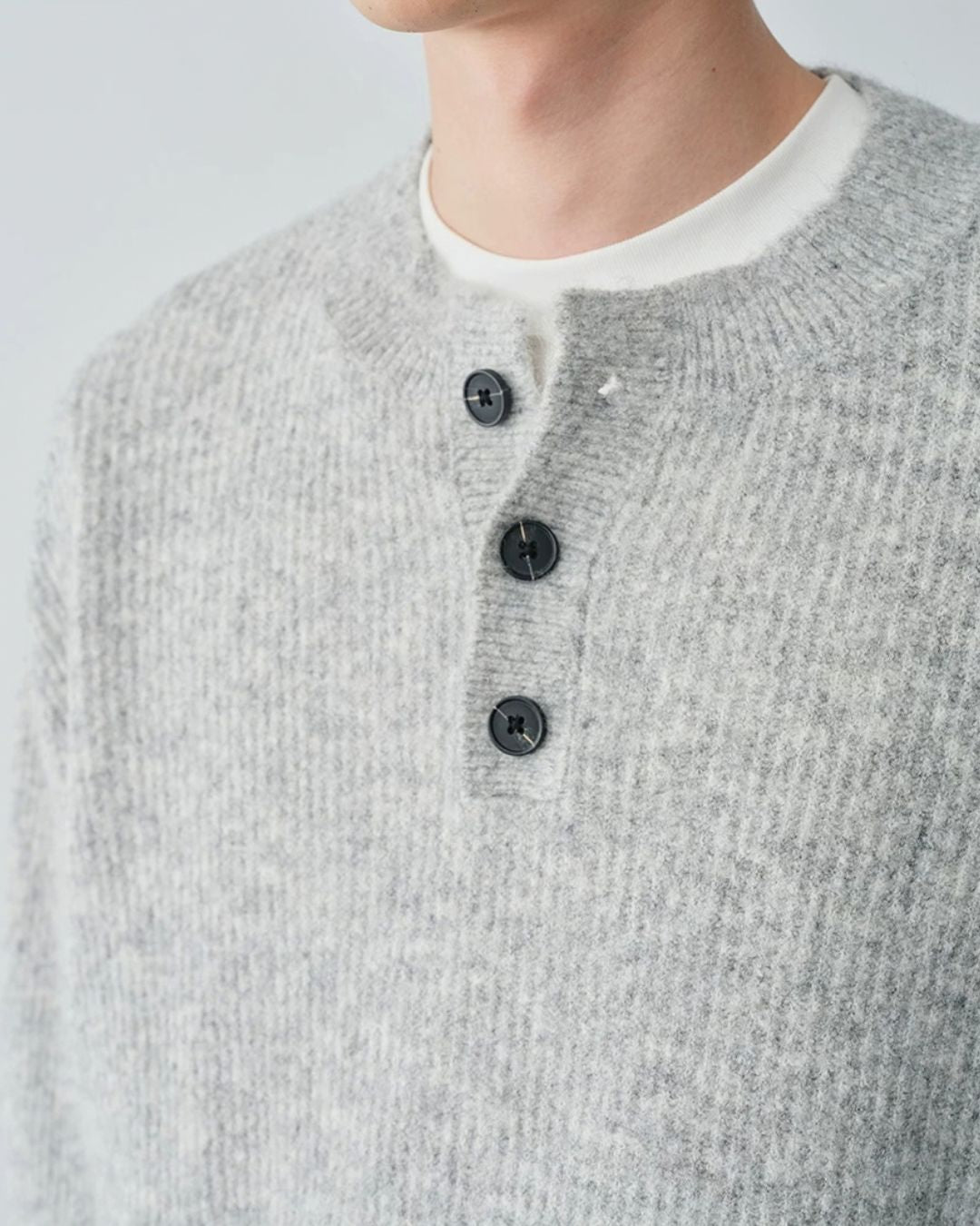 Wool Blend Henley Knit　KN056