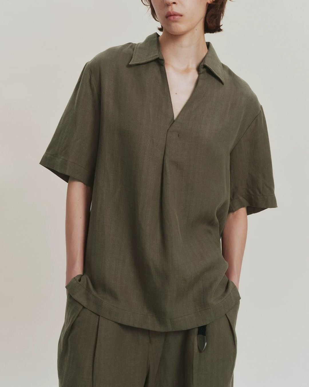 Linen Relaxed Skipper Shirt　SS095