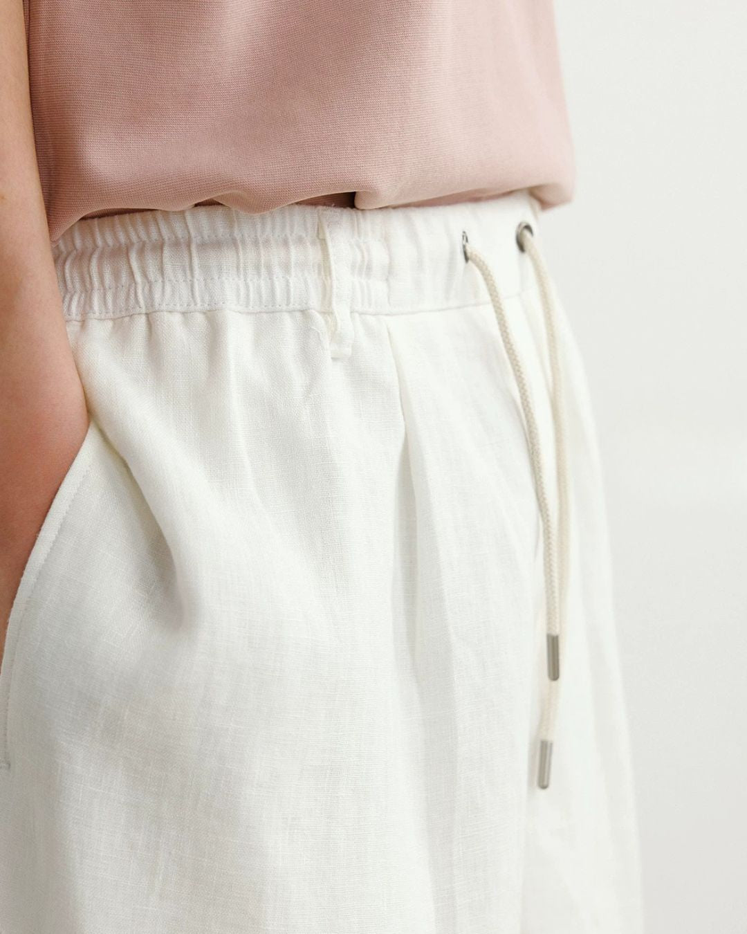 Natural Linen Drawstring Shorts　SP074
