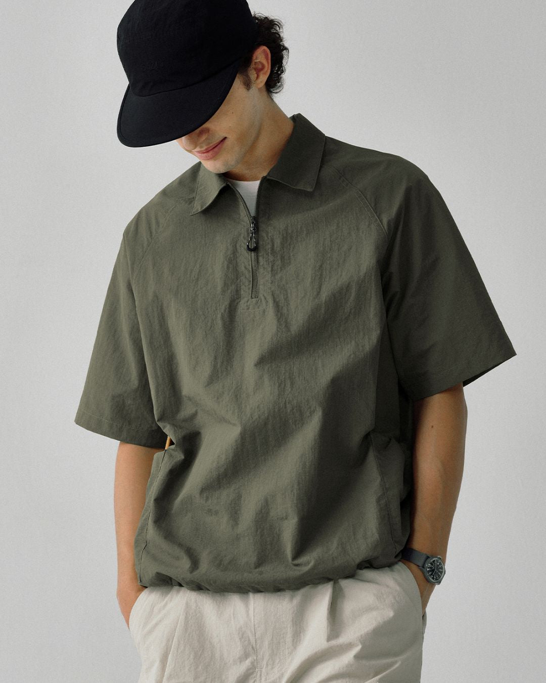 Nylon Half Zip Shirt　SS065