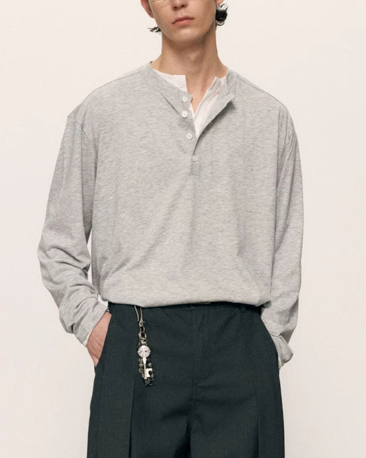 Relaxed Slub Henley T-Shirt　LT089
