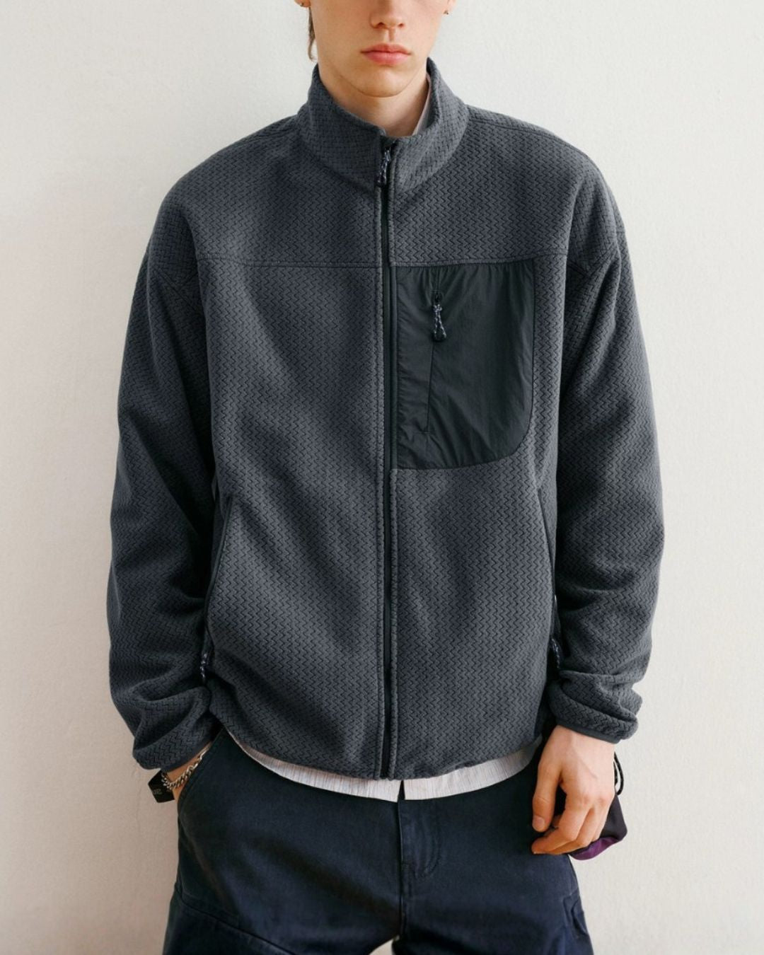 Wave Textured Fleece Jacket　JK266