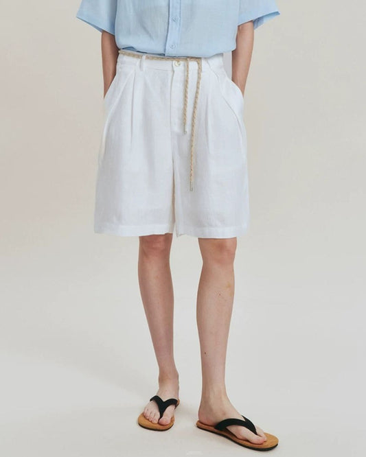 Linen Relaxed Pleated Shorts　SP080
