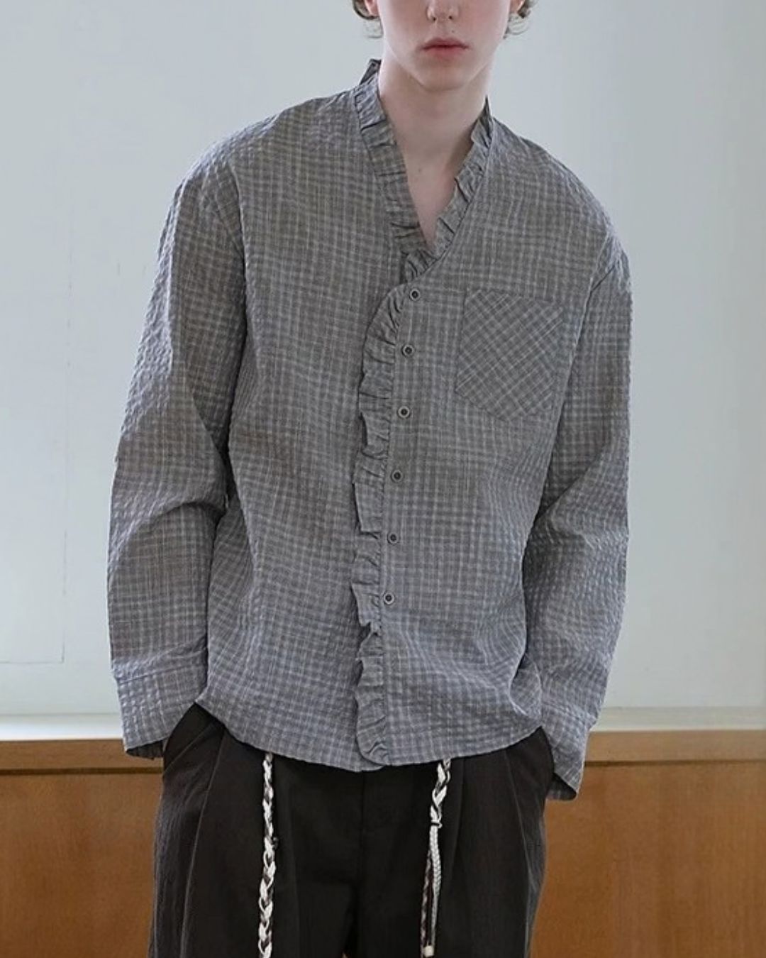 Ruffle Check Shirt　LS114