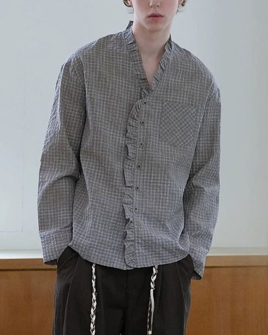 Ruffle Check Shirt　LS114