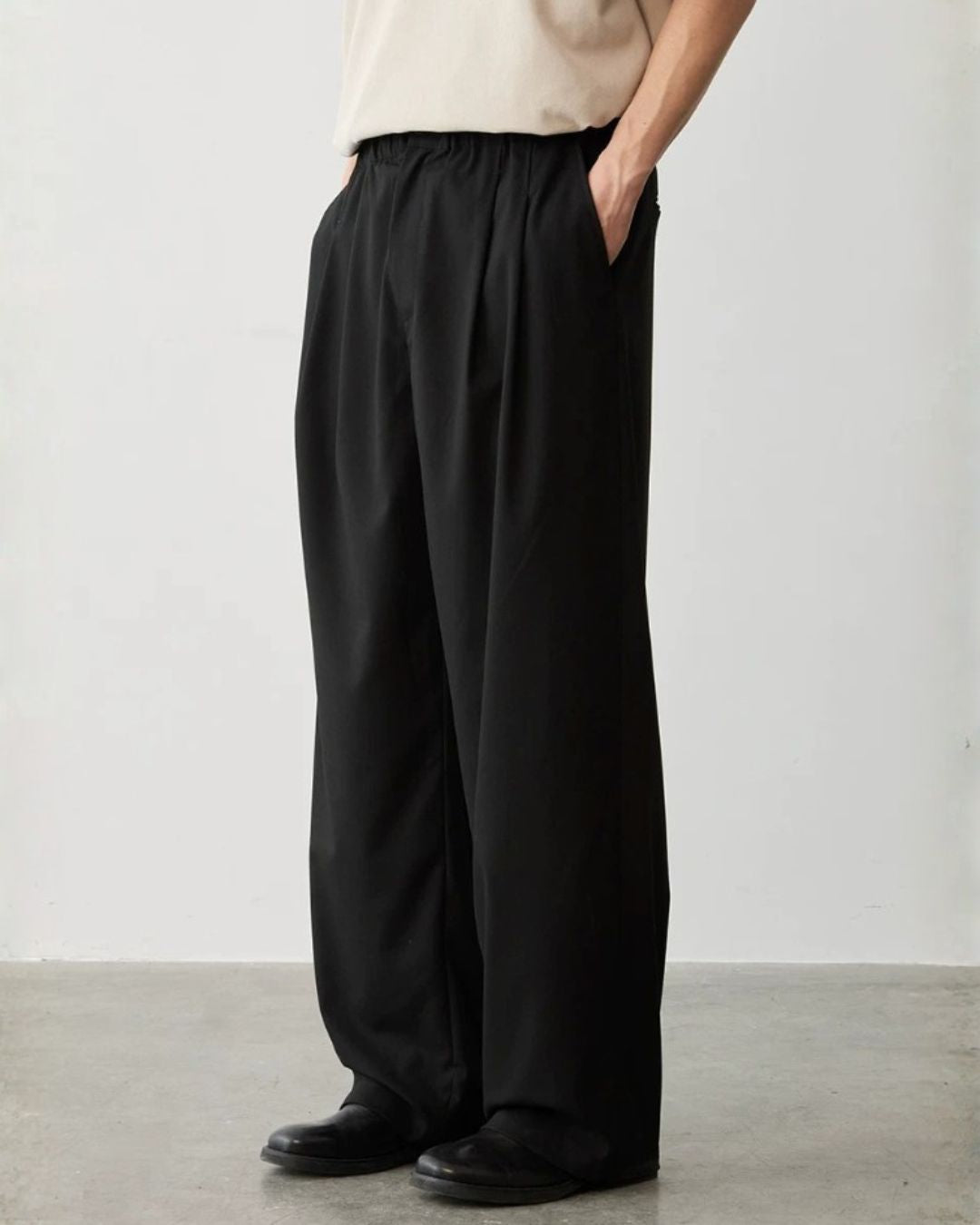 Wool Blend Tuck Wide Pants　WP119