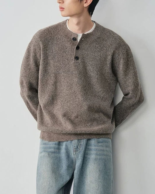 Wool Blend Henley Knit　KN056