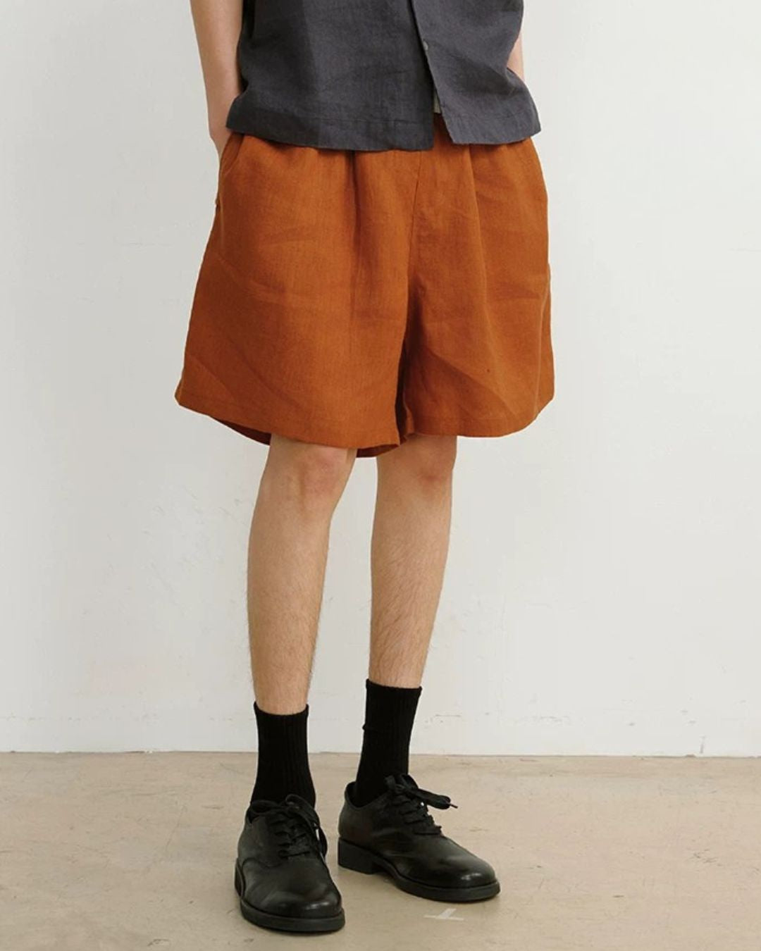 Natural Linen Drawstring Shorts　SP074