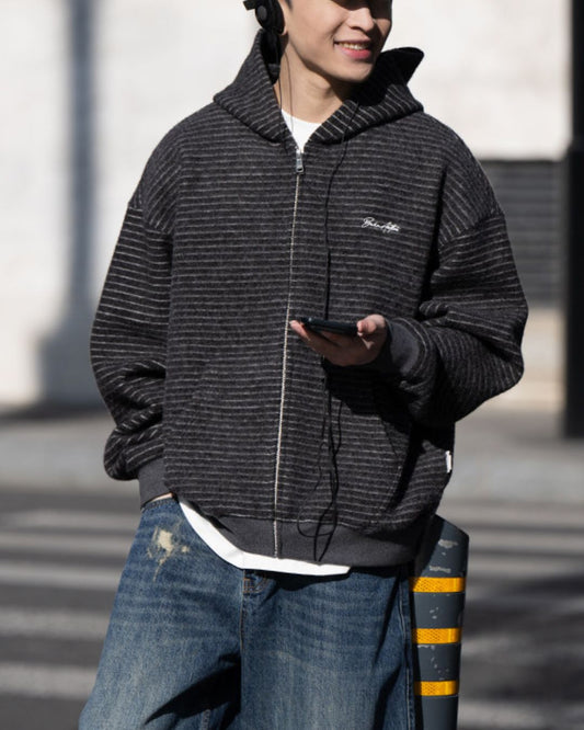 【予約販売】Thin Border Knit Hoodie　KN053