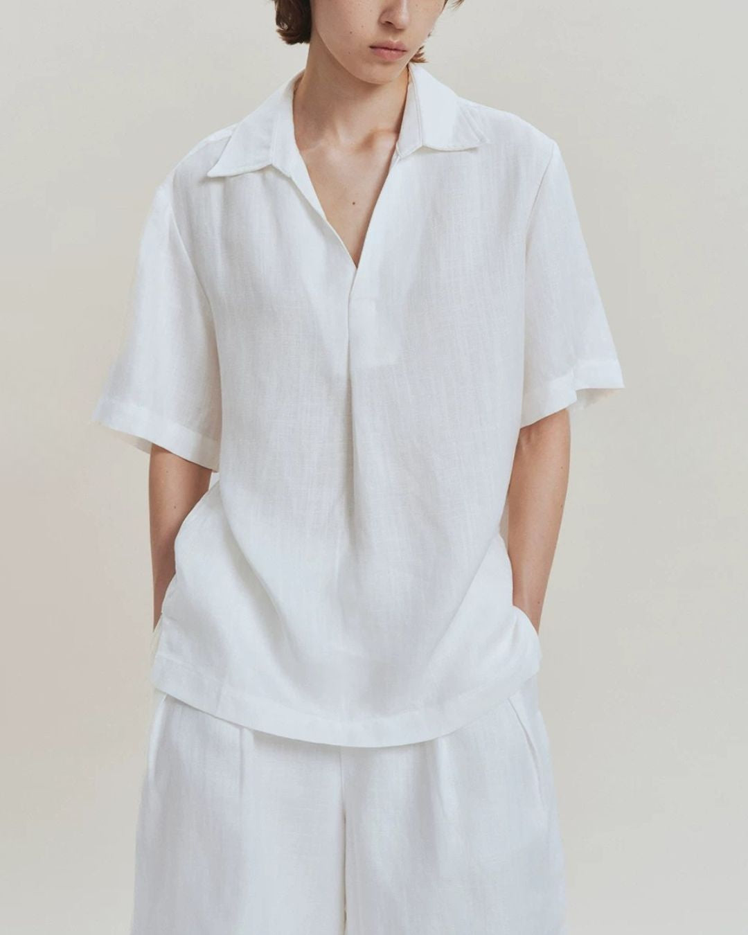 Linen Relaxed Skipper Shirt　SS095