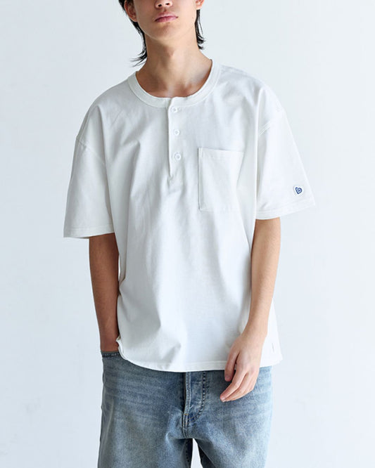 Basic Henley Collar T-shirt　ST162